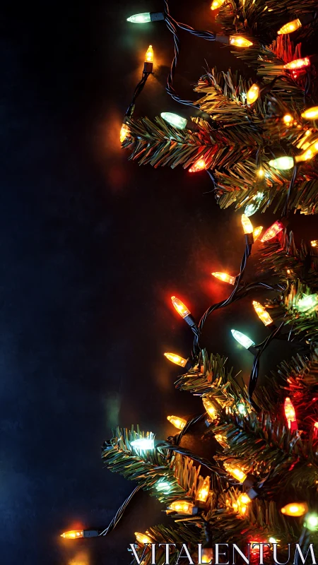 Holiday garland glows gently with colorful festive lights