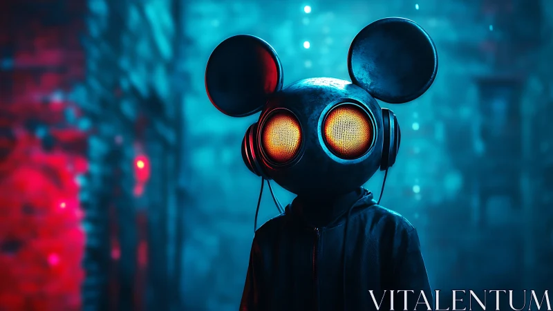 Neon-eared night wanderer listens as the city softly glitches