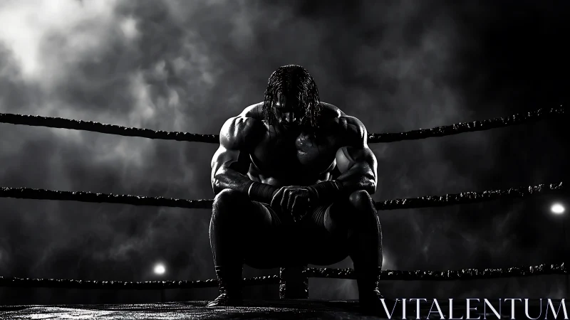 Wrestler in Ring at Stadium.