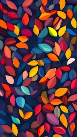 Dense vector foliage pattern organizes overlapping multicolor leaves