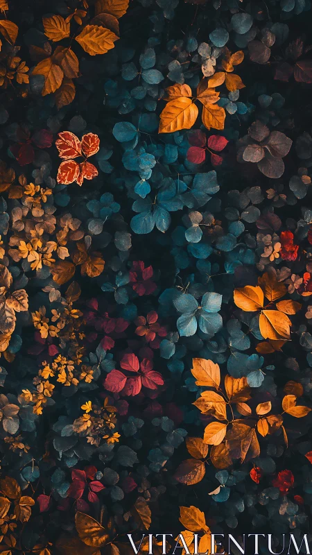 Leaf clusters form a dense multicolored ground-cover layer