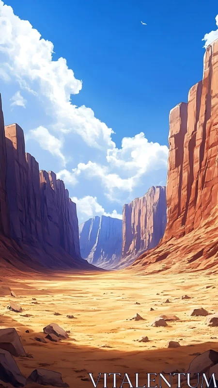 Sunlit canyon corridor carves a golden path through silence