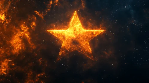 Blazing Golden Star Radiates Against Cosmic Darkness