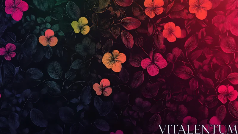 Floral Gradient: Luminous Flowers Against Dark Foliage.