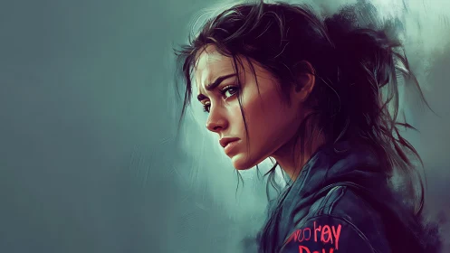 Stormlit gaze carves a quiet rebellion into the dusk air