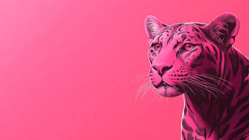Confident pink leopard gazing calmly into bright future.