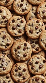 Warm chocolate chip cookie pile ready for cozy snacking.