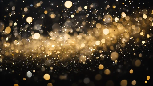 Golden bokeh particles drift through a dark festive glow