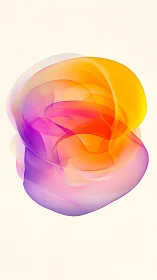 Digital painting of translucent chromatic ribbon bloom form.