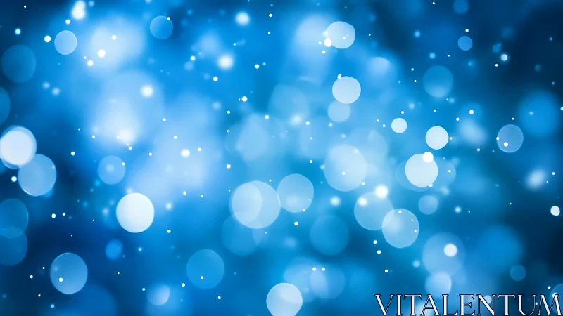 Abstract blue bokeh background with glowing light circles.