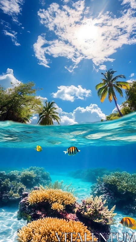 Sunlit tropical reef invites a calm escape above and below