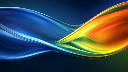 Flowing rainbow waves in soothing blue digital light.