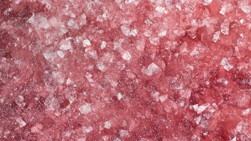 Pink salt crystals macro texture with scattered white specks.