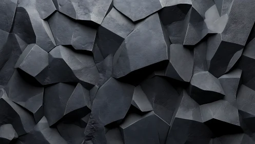 Dark geometric rock wall texture with faceted surfaces.