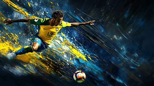 Brazil winger drives through explosive blue yellow streaks.