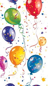 Colorful Balloons with Confetti Celebration Pattern.