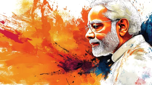 Vector portrait with high contrast strokes and dynamic splatter background