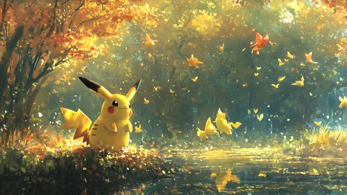 Electric creature studies autumn forest lighting and water reflections