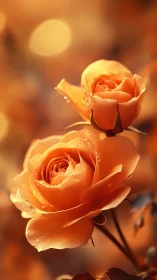 Golden Hour Roses with Luminous Bokeh Background