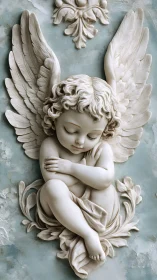 Gentle cherub sculpture rests in quiet, tender serenity