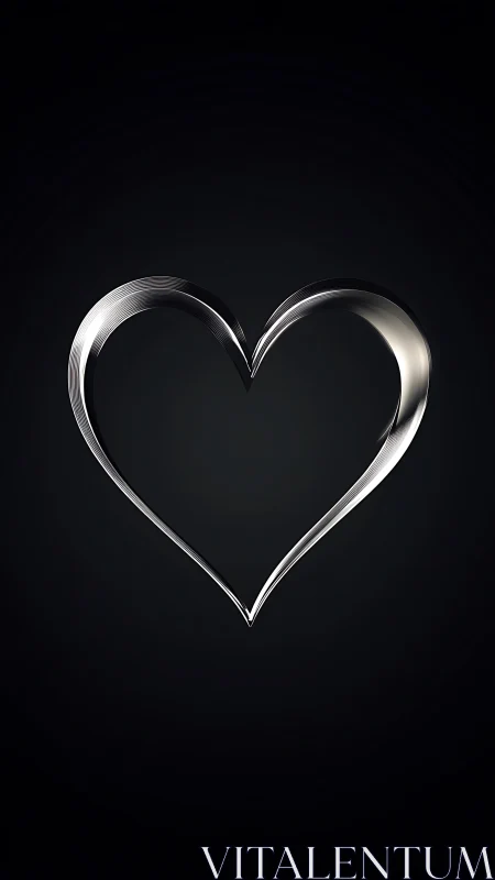 Luminous Silver Heart Glowing Against the Darkness