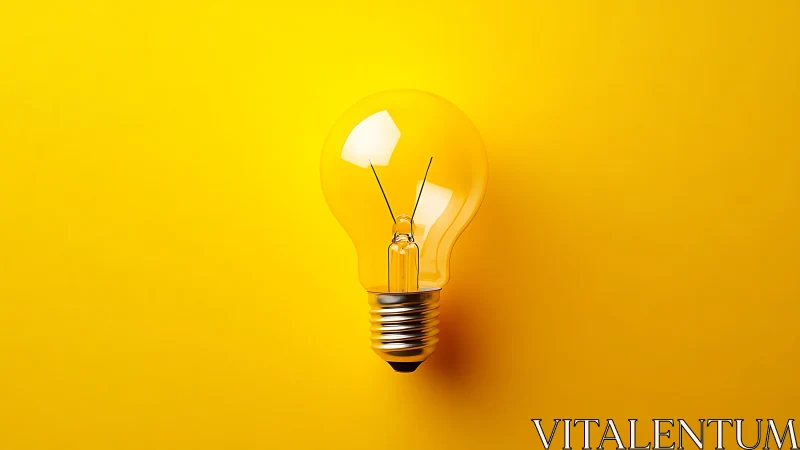 Minimalist light bulb on vibrant yellow background.