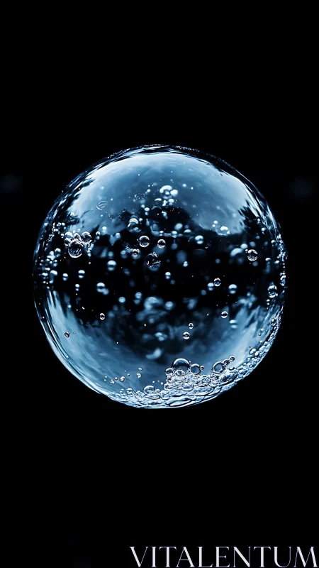 Isolated transparent bubble with internal microbubbles in darkness