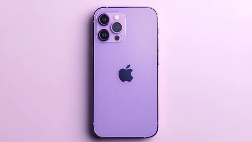 Purple iPhone 12 Pro Positioned Against Soft Pastel Background