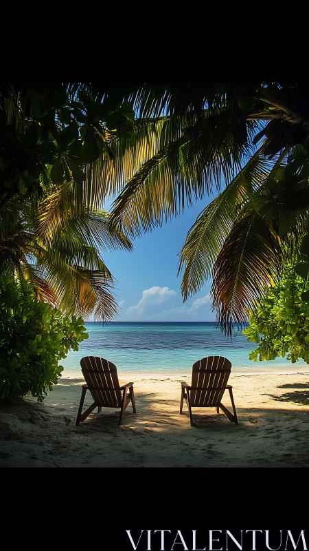 Paradise Found: Adirondack Chairs Under Palm Trees.