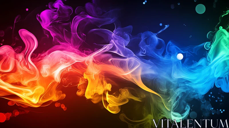Multicolored smoke-like fluid forms span a dark gradient background