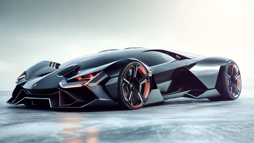 Low-slung angular hypercar concept with aerodynamic ground-hugging body