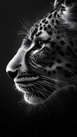 Leopard Profile in Monochrome Lighting