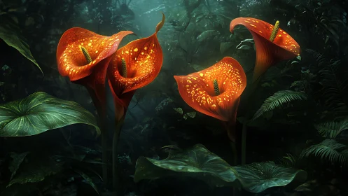 Luminescent Anthuriums in Tropical Undergrowth: Digital Floral Rendering
