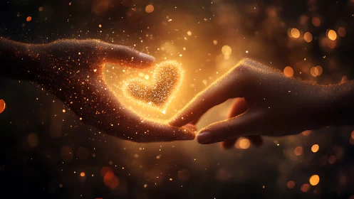 Two Palms Cradle Incandescent Heart Spark