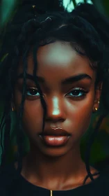 Digital portrait study with luminous skin and central gaze emphasis.