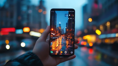 Mobile Photography: Urban Cityscape Captured Through Smartphone Display Interface