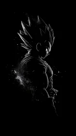 High-contrast anime warrior silhouette with splatter edge lighting