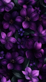 Purple flowers with detailed petal structure and dark foliage