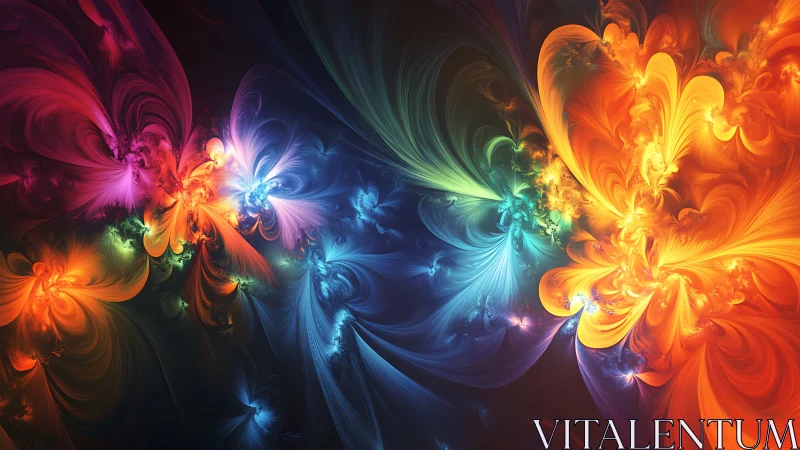 Radiant fractal blooms swirling through prismatic darkness.