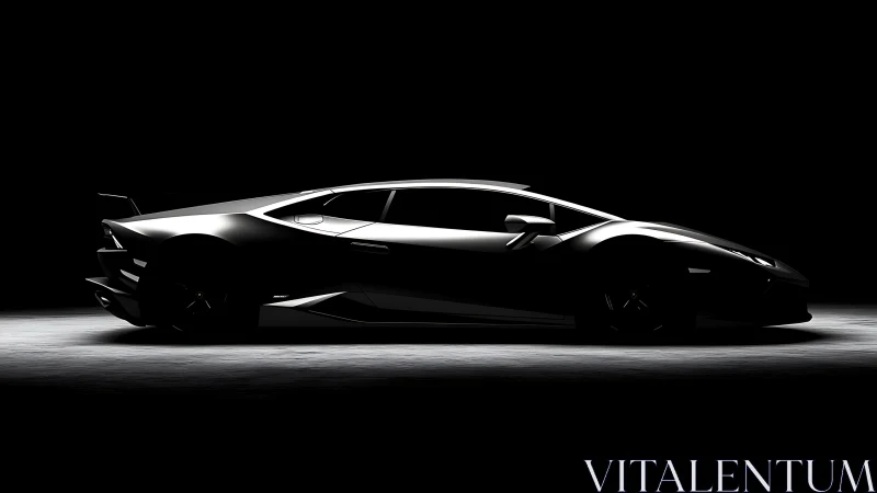 Side profile of low sports car rendered in controlled light