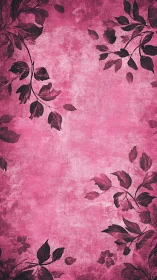 Rose-tinted foliage frame on textured magenta dreamscape.