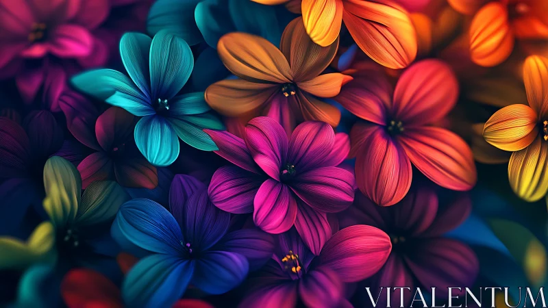 Chromatic Blooms Dancing: Electric Petals Ignite Neon Dreams.