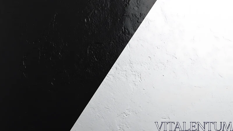 Minimalist black and white diagonal textured split wall.