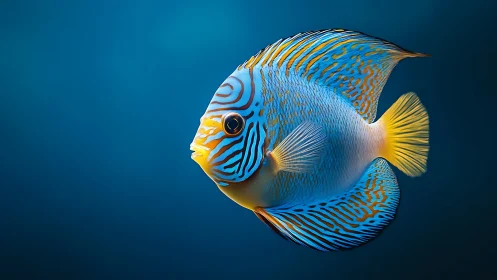 Radiant tropical reef fish glows in tranquil blue water