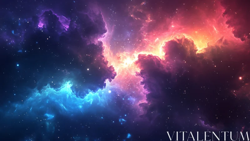 Cosmic clouds glow in radiant pink, purple, and electric blue