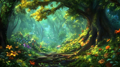 Enchanted Canopy: Where Sunlight Tangos with Ancient Timber.