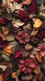 Autumn's Velvet Romance: Roses and Fading Leaves.