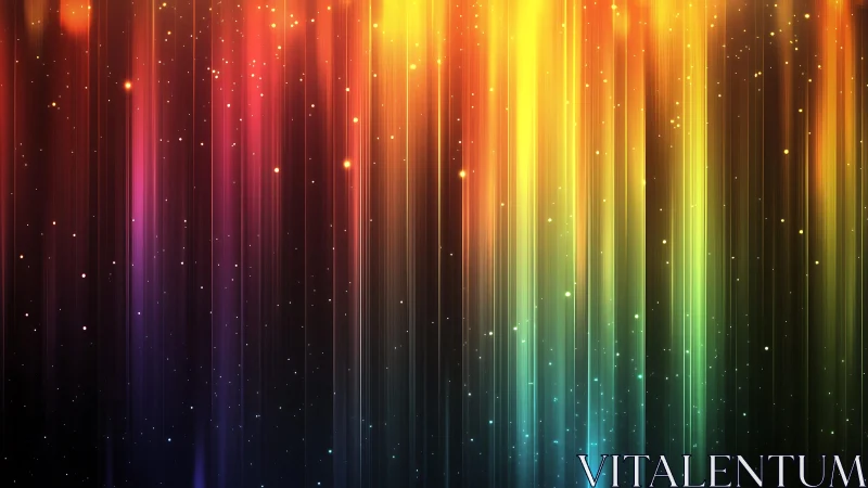 Vibrant colorful light streaks on dark background, digital abstract art.