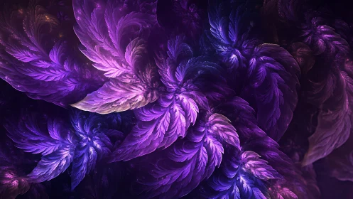 Purple fractal feathers form dense swirling abstract field.