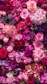 Dense Floral Composition: Layered Rose and Hydrangea Study.